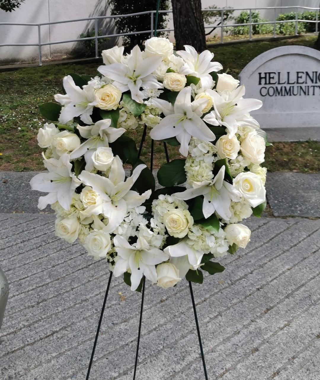 Classic All White Wreathe - Four Seasons Floristry