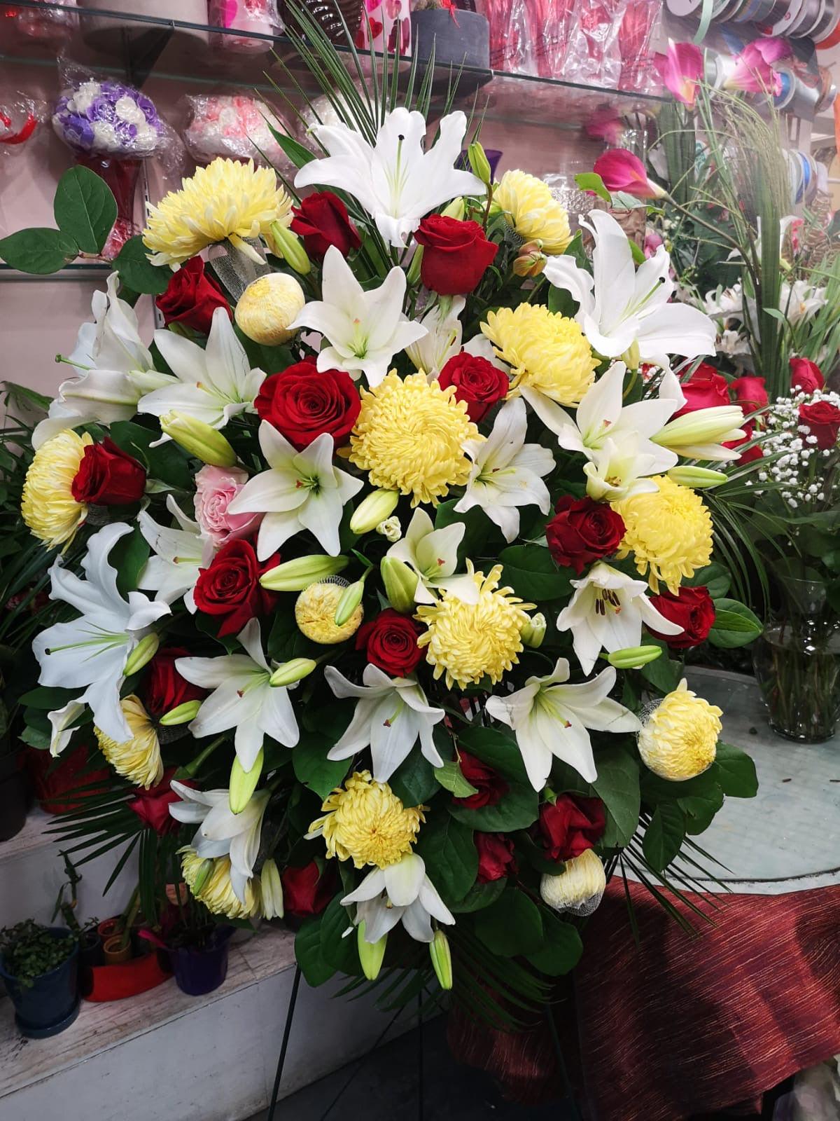 In Our Thoughts Standing Spray - Four Seasons Floristry