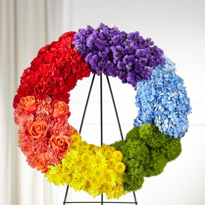 Over the Rainbow Wreathe - Four Seasons Floristry